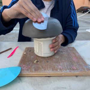 Teen handbuilding ceramics vessel in Teens Ceramics class