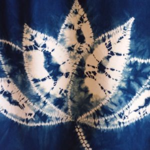 indigo blue fabric with flower motif