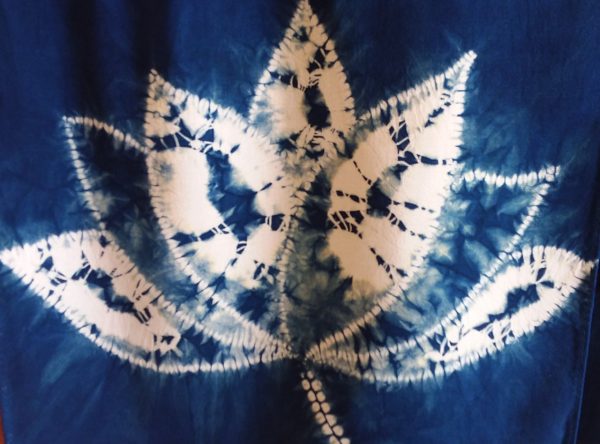 indigo blue fabric with flower motif