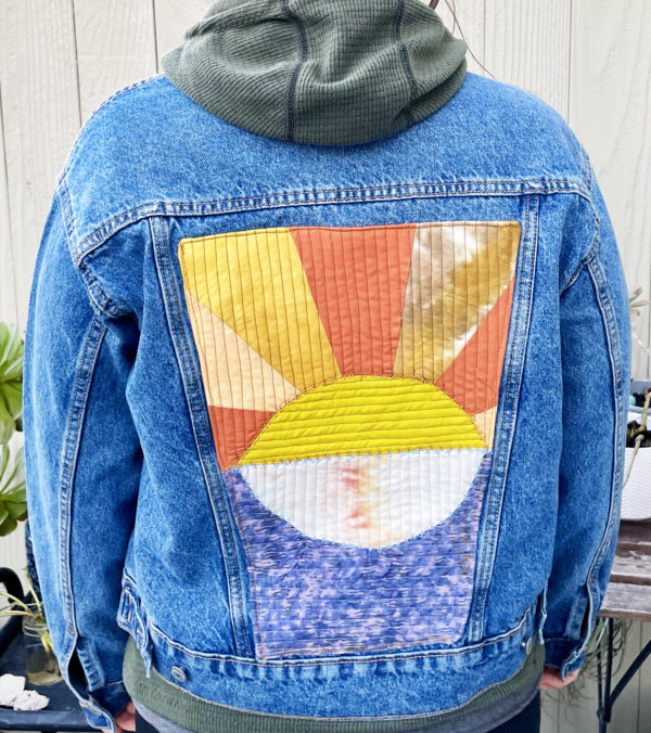 quilted back of a jean jacket