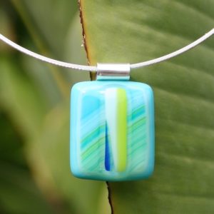 fused glass pendant in turquoise