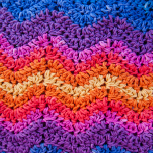 close up of crochet colorful stripes