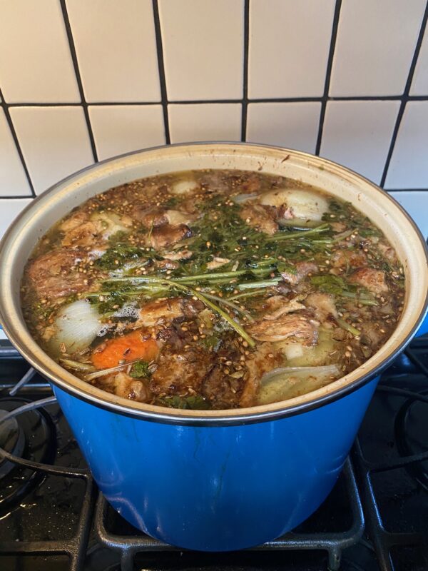 pot of bone broth soup