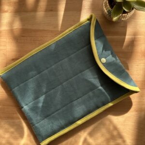 photo of sewn fabric tablet pouch closed
