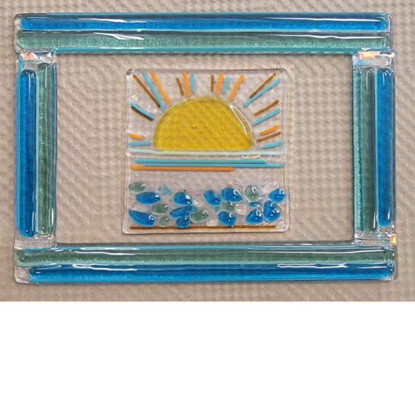 fused glass multicolor photo frame & glass tile