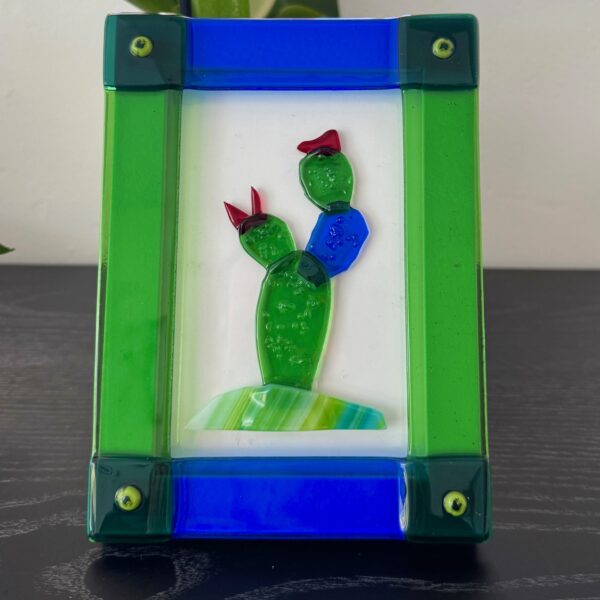 fused glass multicolor photo frame