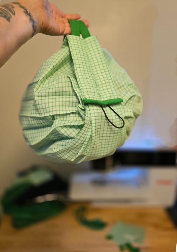 close up of folding fabric fiber bag