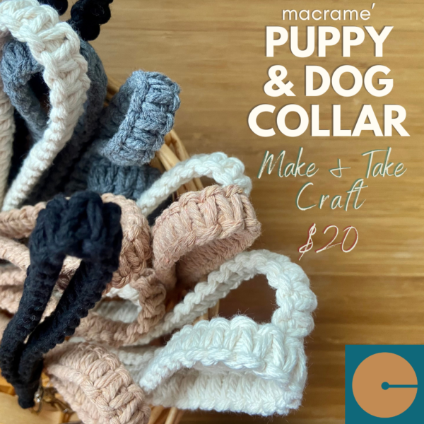 Puppy & Dog Adoption Event with fun free crafts and Macrame' Collar Make & Take Craft & more with Cantu Foundation, San Diego at San Diego Craft Collective in Liberty Station