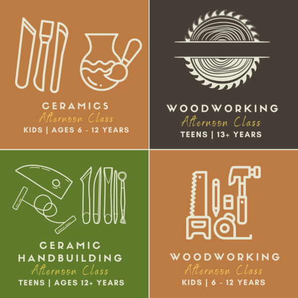 Afterschool Afternoon Craft Classes in Woodworking & Ceramics at San Diego Craft Collective - Coming soon, July 2024, Sept-May