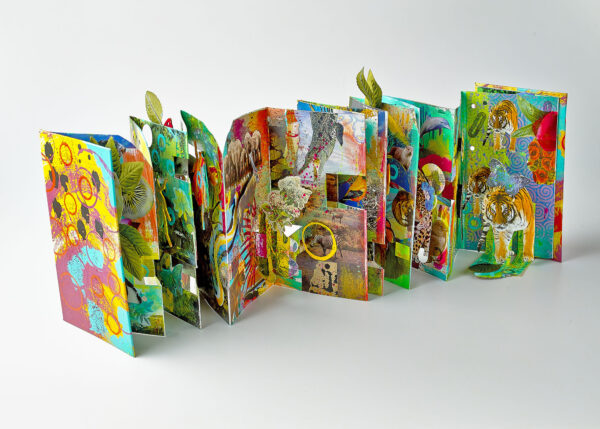 Menagerie Mixed Media Collage + Accordion Book