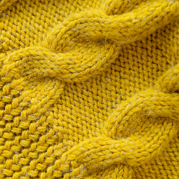 yellow knit fabric close-up