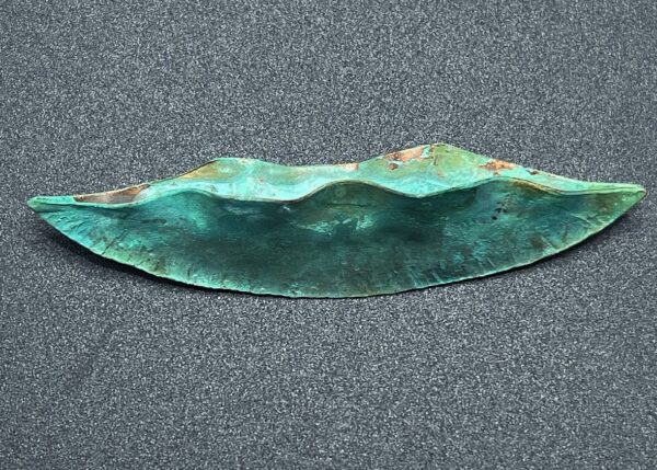 Foldforming and patinas on gr3een metal shaped piece