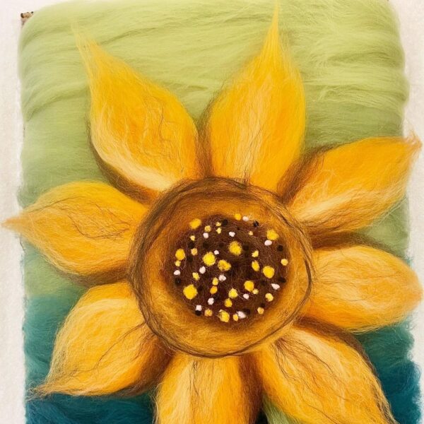 yellow sunflower with wool felted