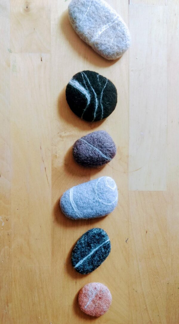 wool needle felted sea stones