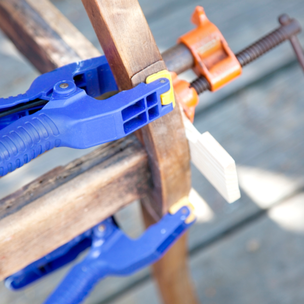 close up of steam bending wood process and implements