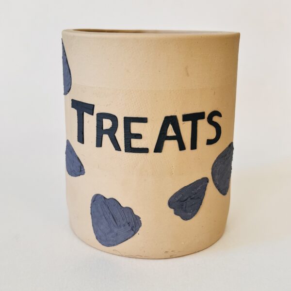 pet treats vessel in handmade clay pottery