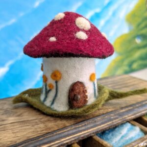 needle felted wool tiny fairy home