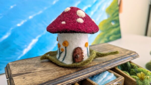 needle felted wool tiny fairy home