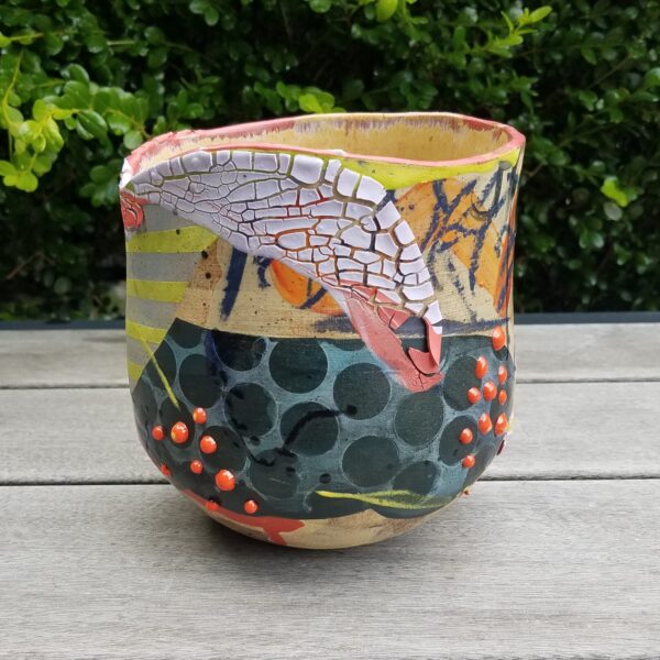 surface design and glaze on handmade ceramic pottery