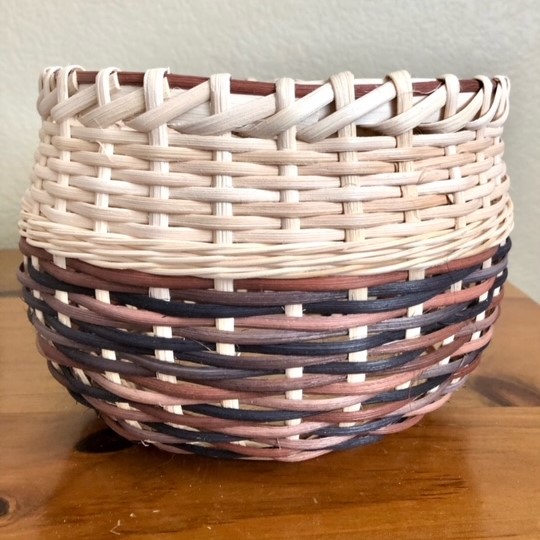 close up of front of a handwoven twill basket