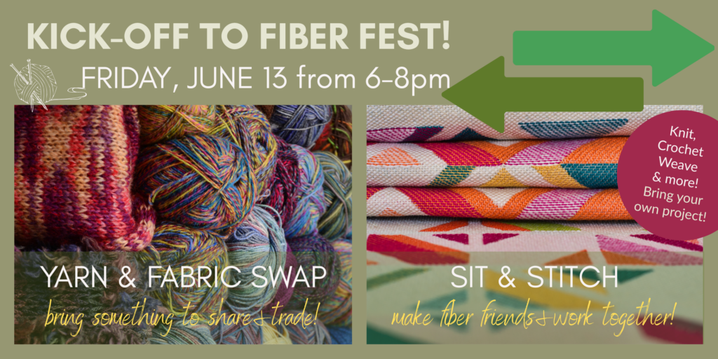 Fiber Fest Kick-off 2025. Come celebrate fiber arts at San Diego Craft Collective with a Sit & Stitch and Fiber & Fabric Swap! 