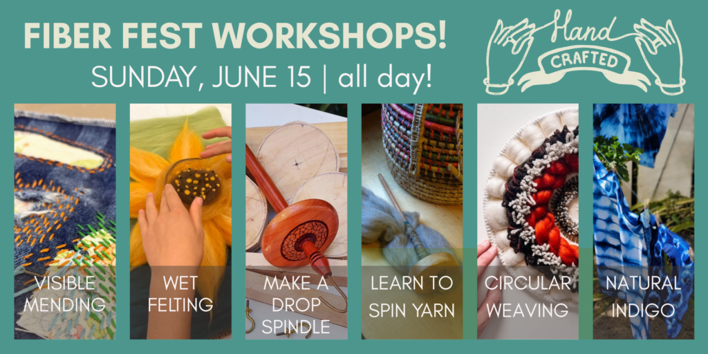 Fiber Fest Workshops. Sign up today and explore fiber arts in a hands-on workshop at San Diego Craft Collective with a Sit & Stitch and Fiber & Fabric Swap! Indigo Dye, Spinning, , Weaving, Mending, Felting, Lathe