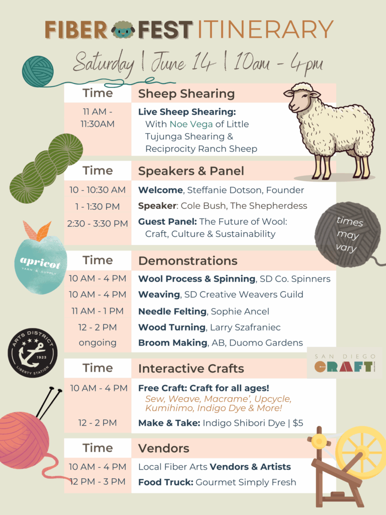 Fiber Fest is a free, family-friendly fiber arts event at San Diego Craft Collective in Liberty Station.