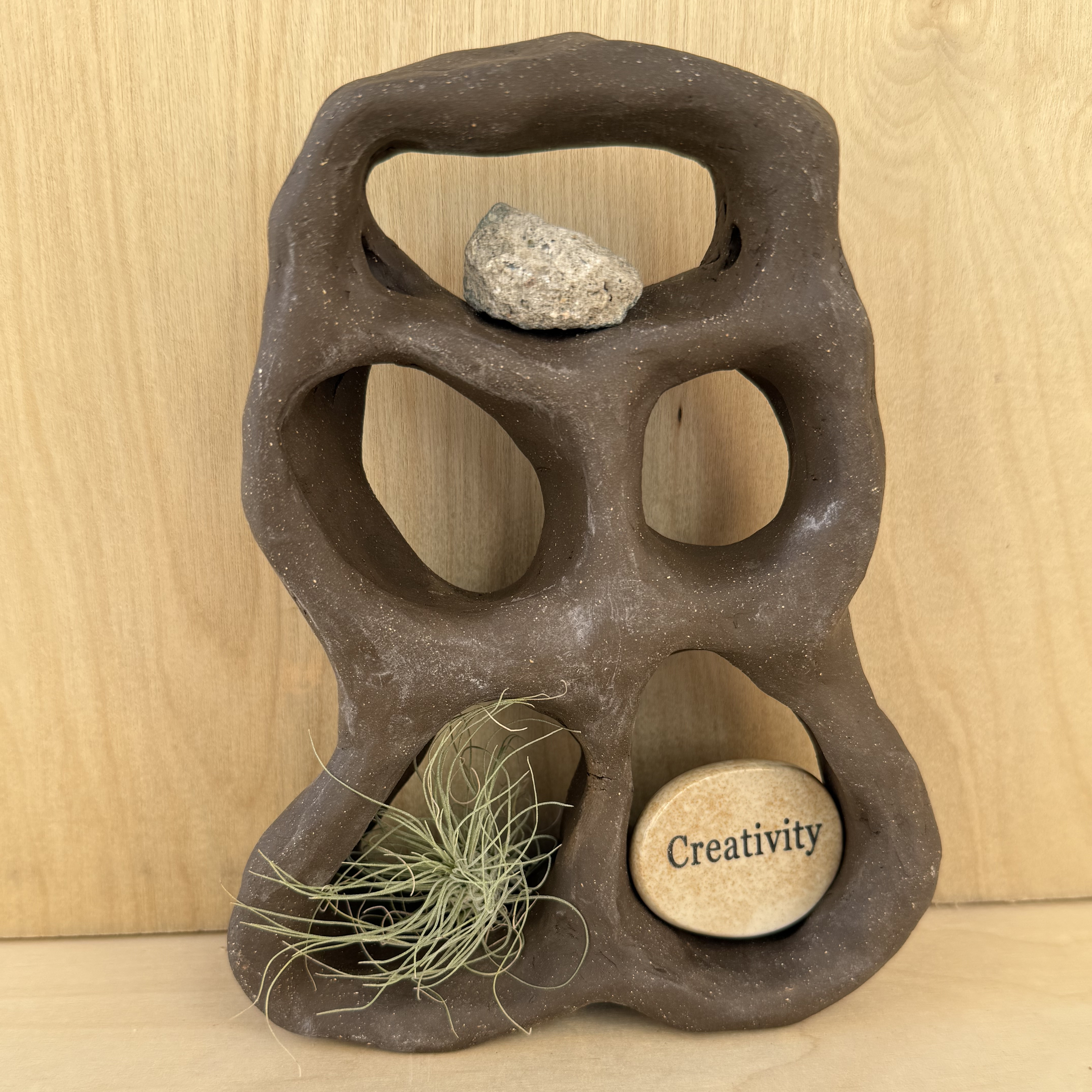 clay ceramic shaped altar shelf