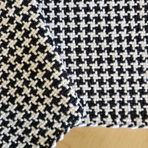 houndstooth, puppytooth, pinwheel weaving pattern on handwoven fabric