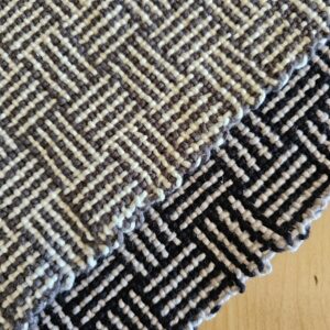 log cabin weaving pattern on handwoven fabric