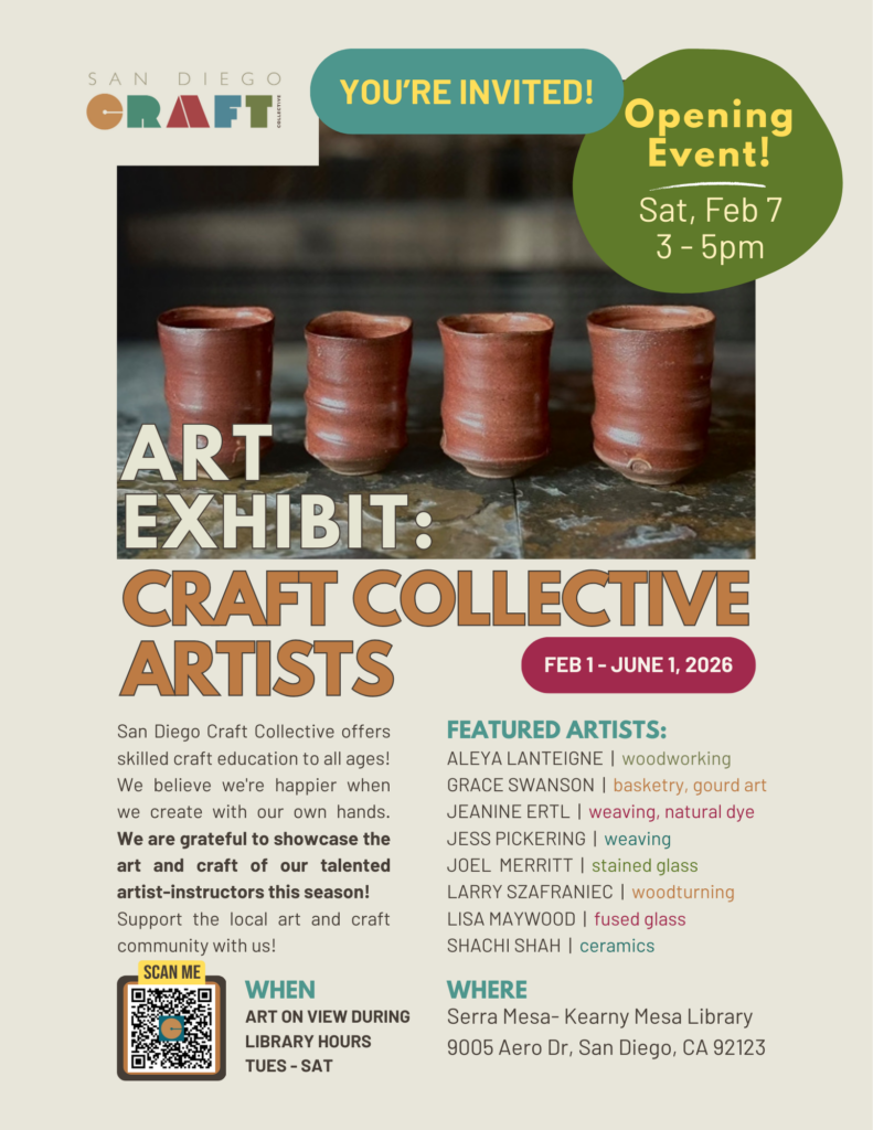 Serra Mesa-Kearny Mesa Library, Artist Craft Exhibit for San Diego Craft Collective, 2026