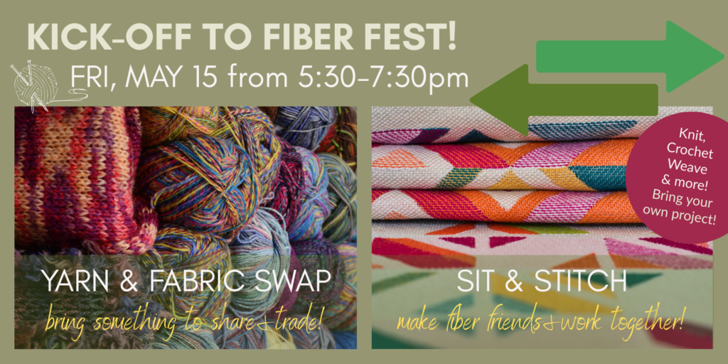 Join us as we kick off Fiber Fest at San Diego Craft Collective, Fri, May 15, 2026, 5:30-7:30pm