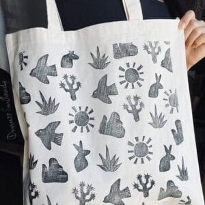 hand carved block printed tote bag