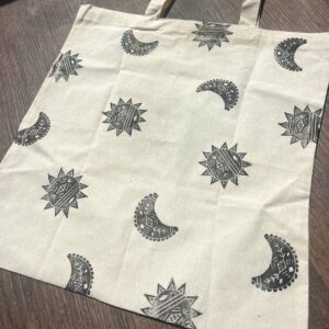 hand carved block printed tote bag