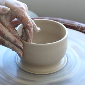 ceramic pottery on the wheel