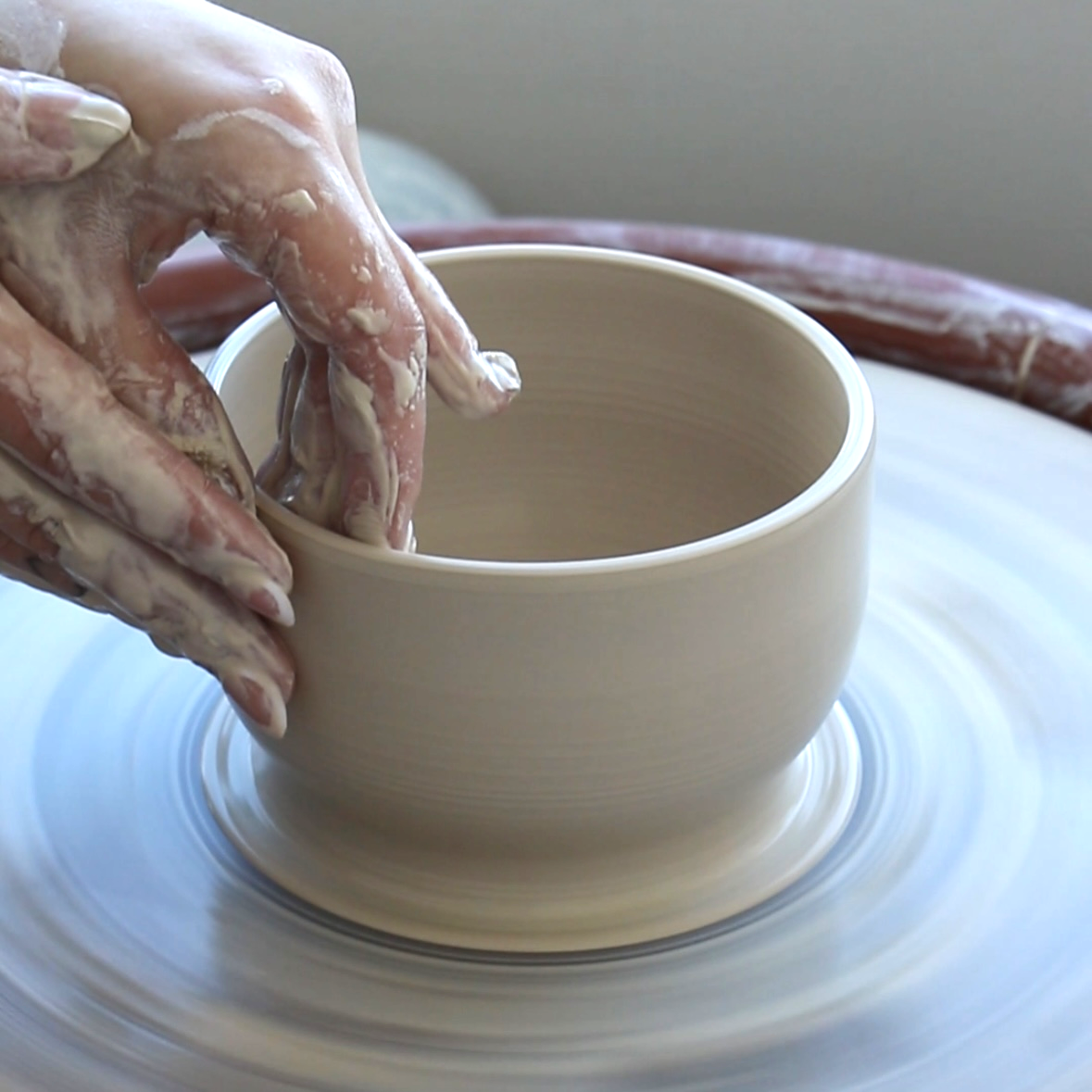 ceramic pottery on the wheel