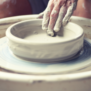 wheel throwing pottery in ceramics dinnerware