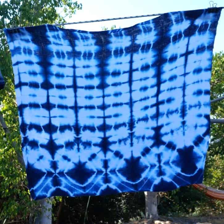 indigo shibori dyed textile