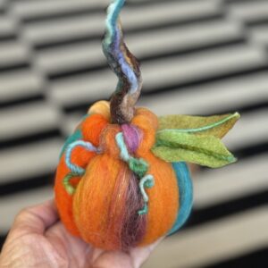 needle felted whimsical wool pumpkin