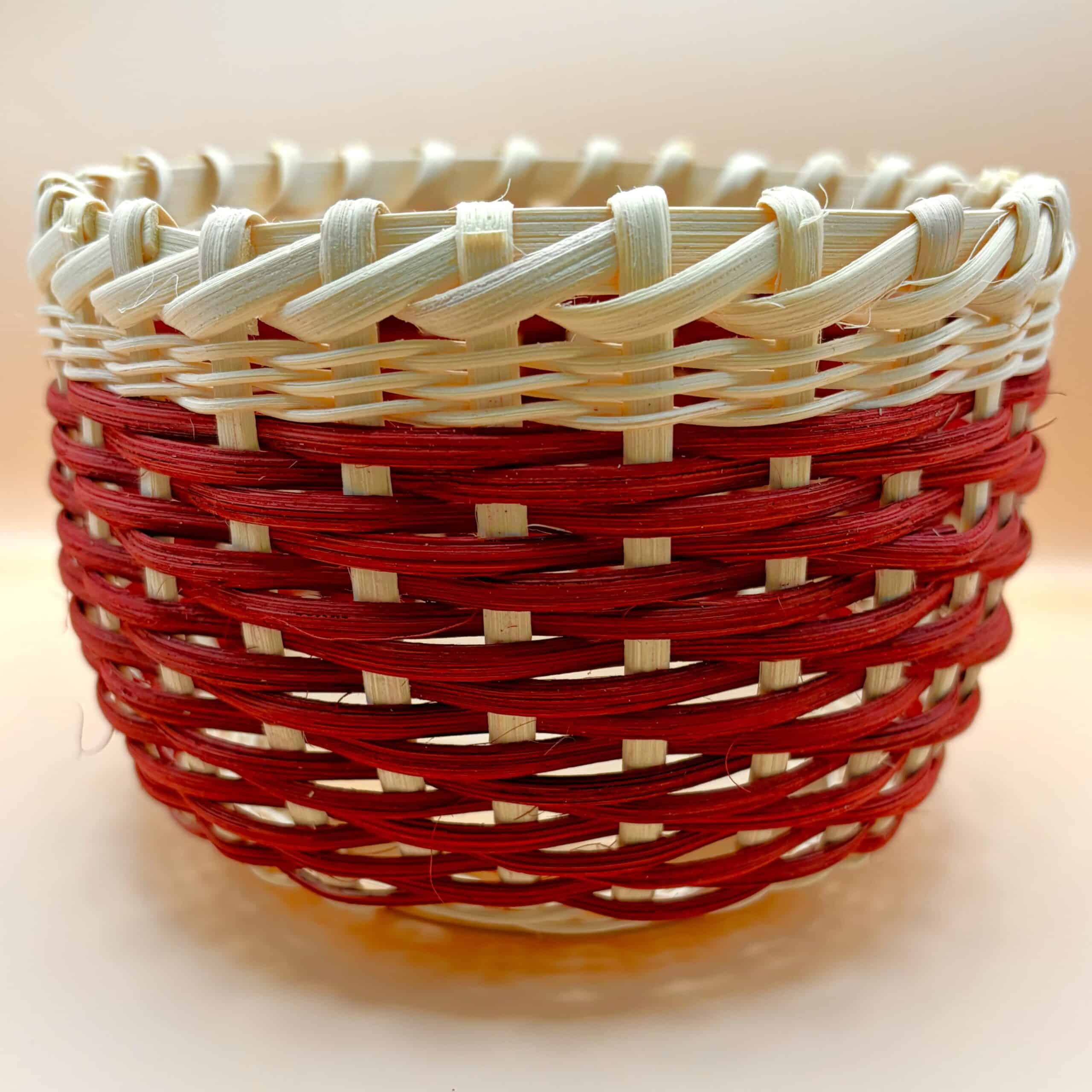 woven basket bowl, side view