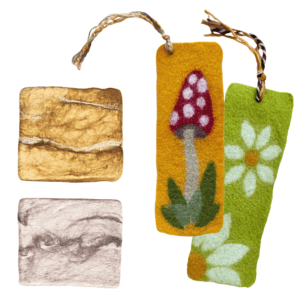 wet felted soaps and bookmarks